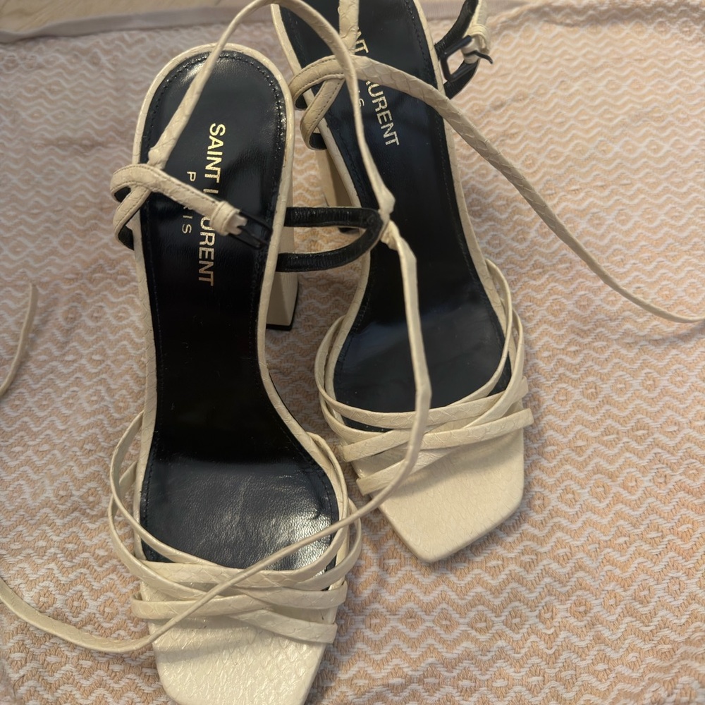Saint Laurent Cream Women's Crisscross Strap